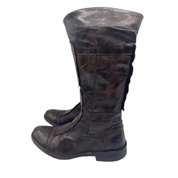 Boemos Women's Dark Brown Leather Knee-High Riding Boots Size 7.5 - Picture 5 of 10